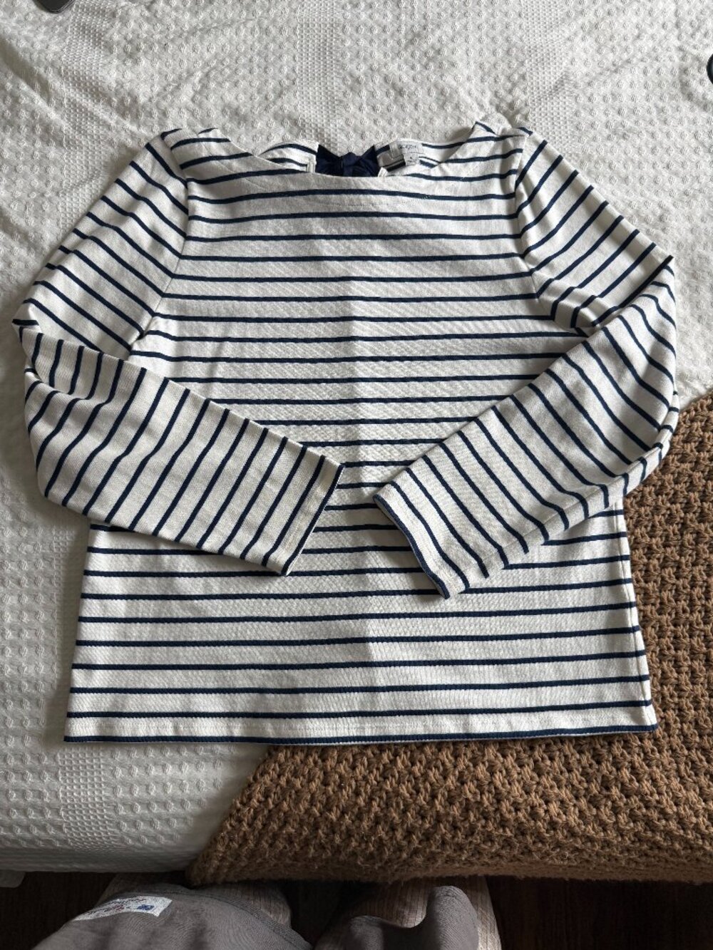 J.Crew Women's Striped Bow-Back Top